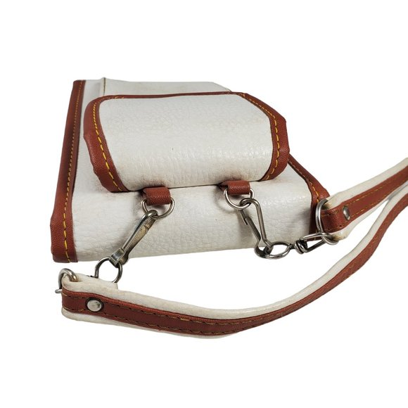 VTG Dooney & Bourke All Weather Leather Crossbody Bag Ivory Tan Brown - Picture 4 of 8